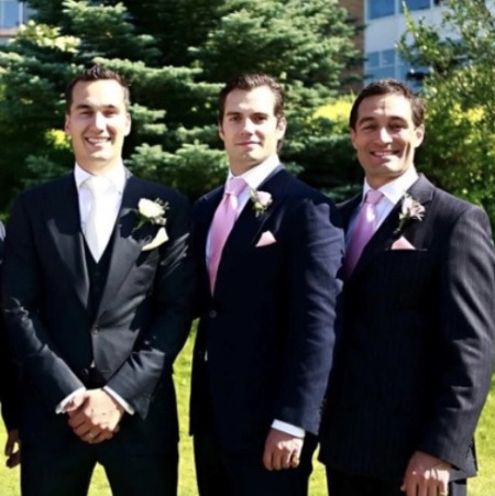 Piers Cavill with his brother Henry Cavill and Charlie Cavill.