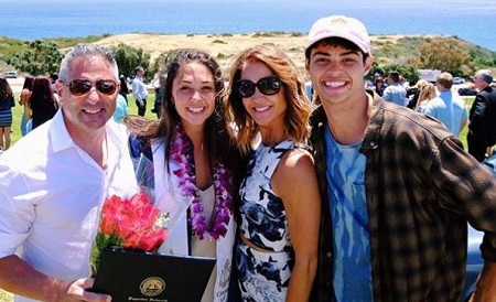 Taylor Centineo with her family members. Kellee Janel (second from right), Greg Centineo (left), Taylor Centineo (second from left), and Noah Centineo (right). 