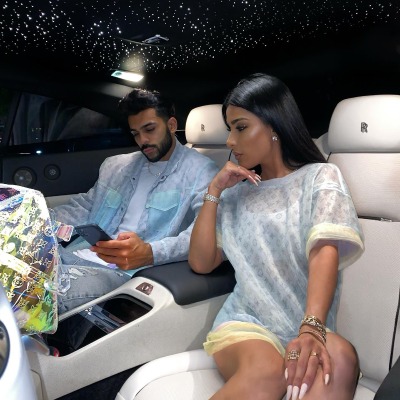 Gabriella Waheed with her brother, Adam Waheed, in the Rolls Royce.