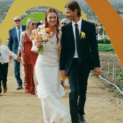 Andrew Lococo and Bonnie Wright at their wedding venue.